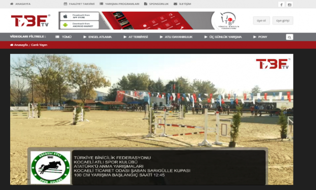 TBF TV Atatürk'ü Anma Engel Atlama Yarışmalarını Canlı Yayınlıyor http://tbftv.binicilik.org.tr/canli-yayin.aspx